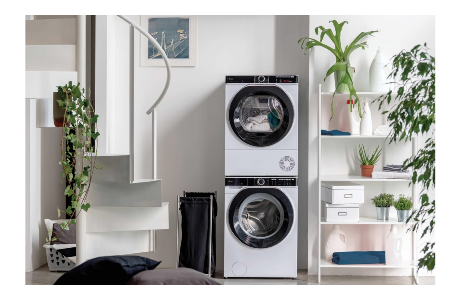 Lave-linge hublot HOOVER HWP 610AMBC/1-S - 10 kg - Induction - 1600 trs/min - Classe A - Connecté - Vapeur - Blanc