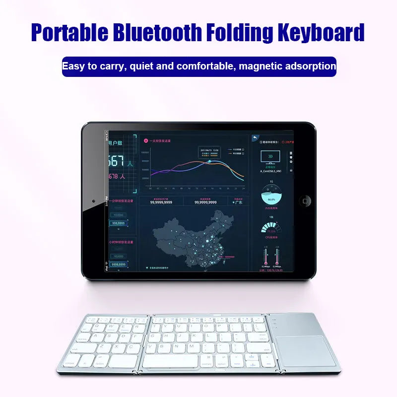 Wireless Folding Keyboard Mcbazel Foldable Bluetooth 5.0 Keyboard with Touchpad Wireless Keyboard, Rechargeable Foldable Portabe Keyboard for Laptop Tablet/Ipad/Mobile Phone/PC