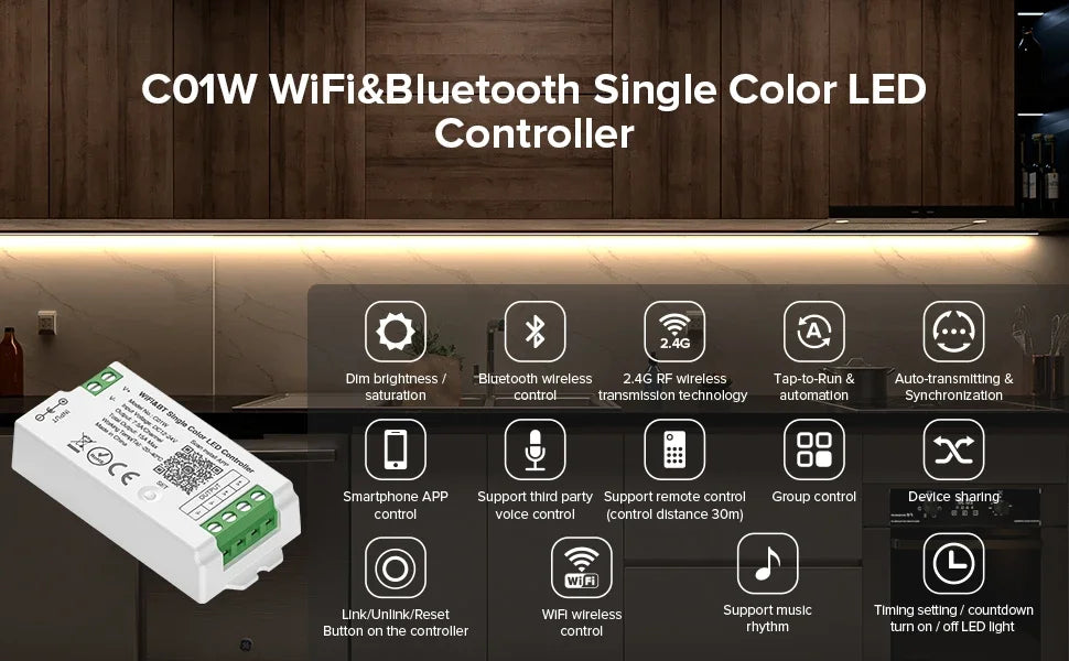 1-10PCS Smart LED Controller Tuya WiFi Alexa Google 2.4G 20KHz 4/8 Zone 5IN1 CCT RGB RGBW Dimmer RGBCCT LED Strip High Frequency