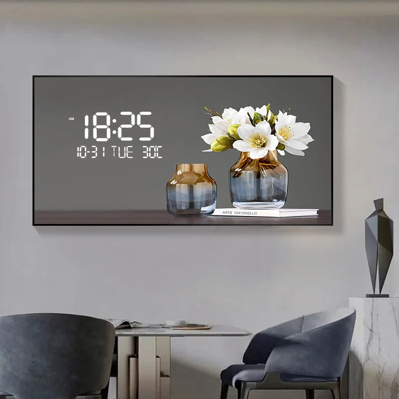 Large Size Abstract Geometric Artwork Digital Disply Wall Clock, Luxurious Quartz Clock Home Decor,living Room,bed Room Décor