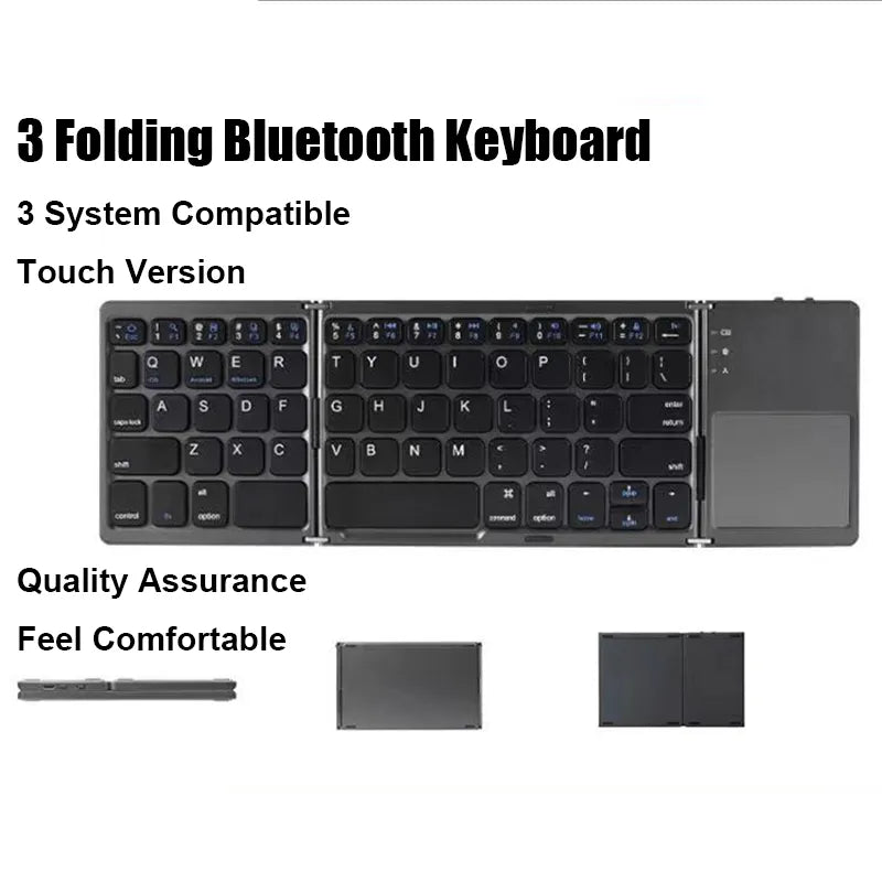 Wireless Folding Keyboard Mcbazel Foldable Bluetooth 5.0 Keyboard with Touchpad Wireless Keyboard, Rechargeable Foldable Portabe Keyboard for Laptop Tablet/Ipad/Mobile Phone/PC