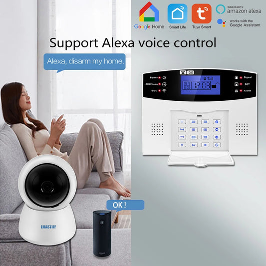 WIFI GSM Home Security Alarm System With Wireless Wired Motion Sensor Detector Burglar Alarm For Tuya APP Garden Home Alarm