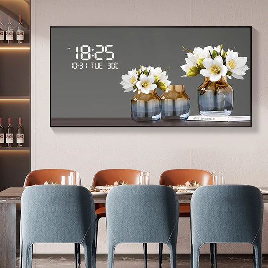 Große digitale Wanduhr mit abstraktem geometrischem Kunstwerk, luxuriöse Quarzuhr, Heimdekoration, Wohnzimmer- und Schlafzimmerdekor