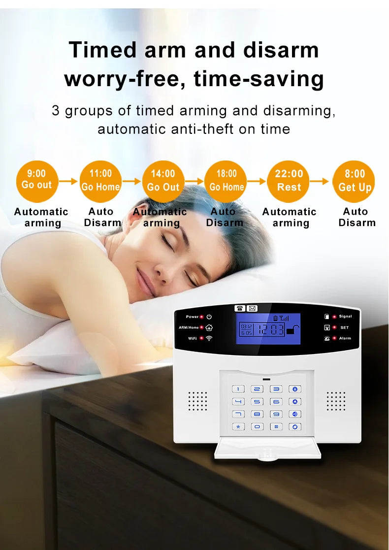 WIFI GSM Home Security Alarm System With Wireless Wired Motion Sensor Detector Burglar Alarm For Tuya APP Garden Home Alarm