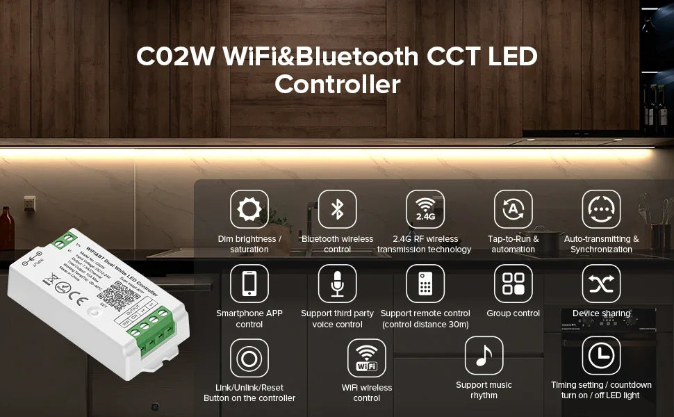 1-10PCS Smart LED Controller Tuya WiFi Alexa Google 2.4G 20KHz 4/8 Zone 5IN1 CCT RGB RGBW Dimmer RGBCCT LED Strip High Frequency