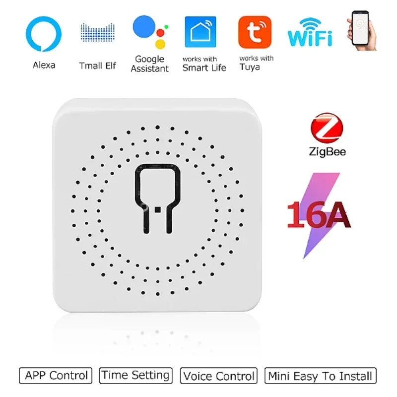 WiFi Mini Smart Switch 16A/20A DIY Light Switches Wireless Smart Home Work with Tuya/Zigbee Smart Life Homekit Alexa Google Home