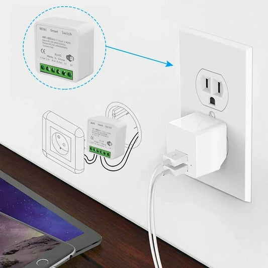 WiFi Mini Smart Switch 16A/20A DIY Light Switches Wireless Smart Home Work with Tuya/Zigbee Smart Life Homekit Alexa Google Home