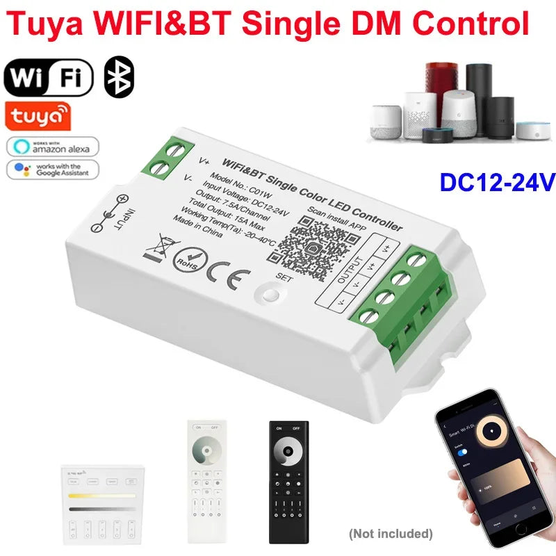1-10PCS Smart LED Controller Tuya WiFi Alexa Google 2.4G 20KHz 4/8 Zone 5IN1 CCT RGB RGBW Dimmer RGBCCT LED Strip High Frequency