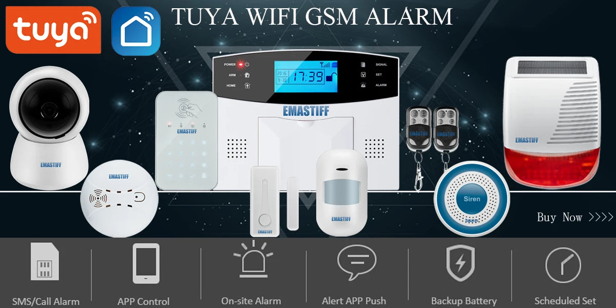 WIFI GSM Home Security Alarm System With Wireless Wired Motion Sensor Detector Burglar Alarm For Tuya APP Garden Home Alarm