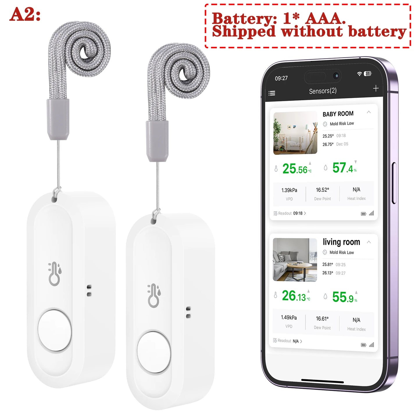ORIA Thermometer Hygrometer Wireless Bluetooth Outdoor Thermometer Smart Home Temperature and Humidity Sensor