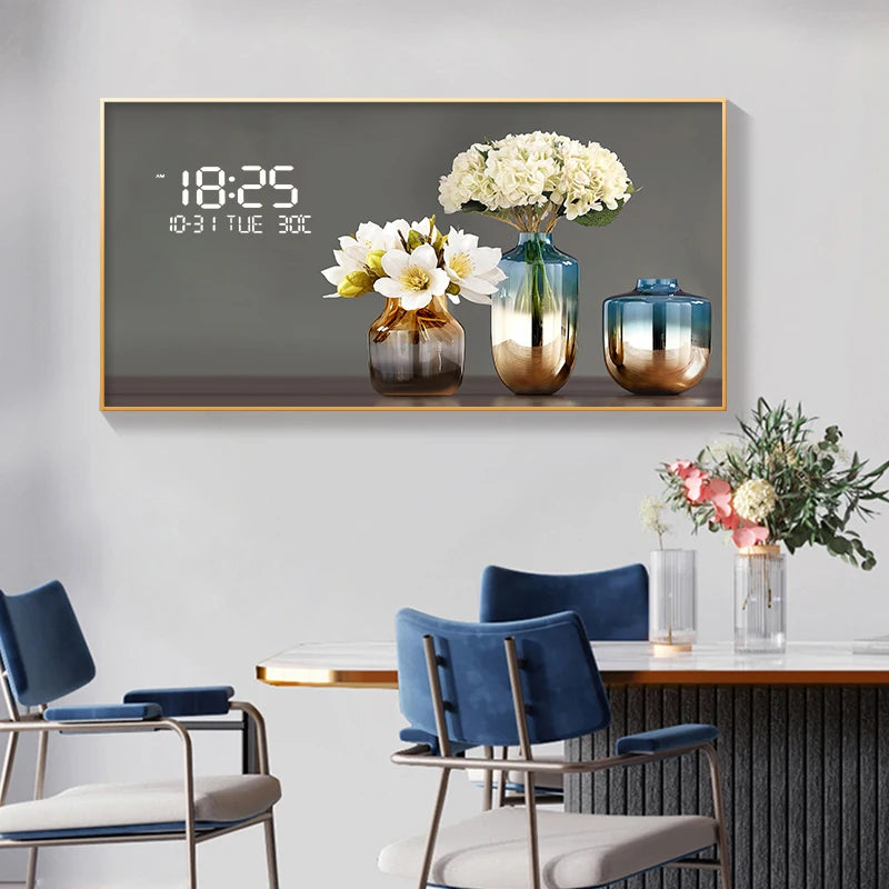 Large Size Abstract Geometric Artwork Digital Disply Wall Clock, Luxurious Quartz Clock Home Decor,living Room,bed Room Décor