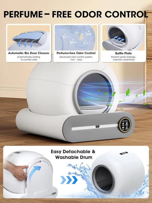 Tonepie 65L Automatic Smart Cat Litter Box Self Cleaning Fully Enclosed Cat Litter Box Pet Toilet Litter Tray