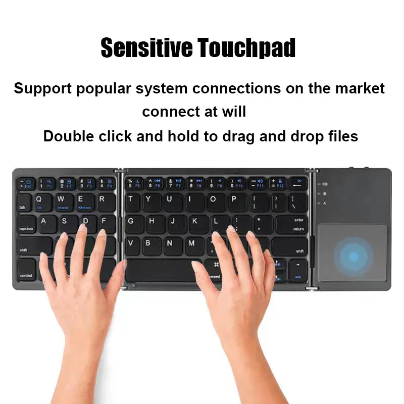 Wireless Folding Keyboard Mcbazel Foldable Bluetooth 5.0 Keyboard with Touchpad Wireless Keyboard, Rechargeable Foldable Portabe Keyboard for Laptop Tablet/Ipad/Mobile Phone/PC