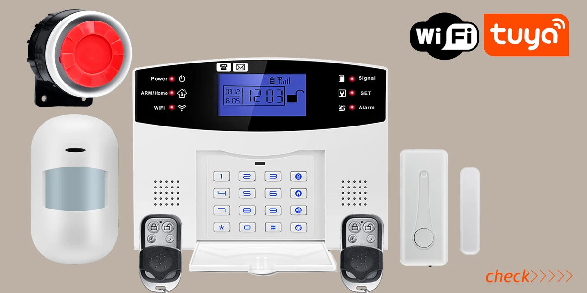 WIFI GSM Home Security Alarm System With Wireless Wired Motion Sensor Detector Burglar Alarm For Tuya APP Garden Home Alarm
