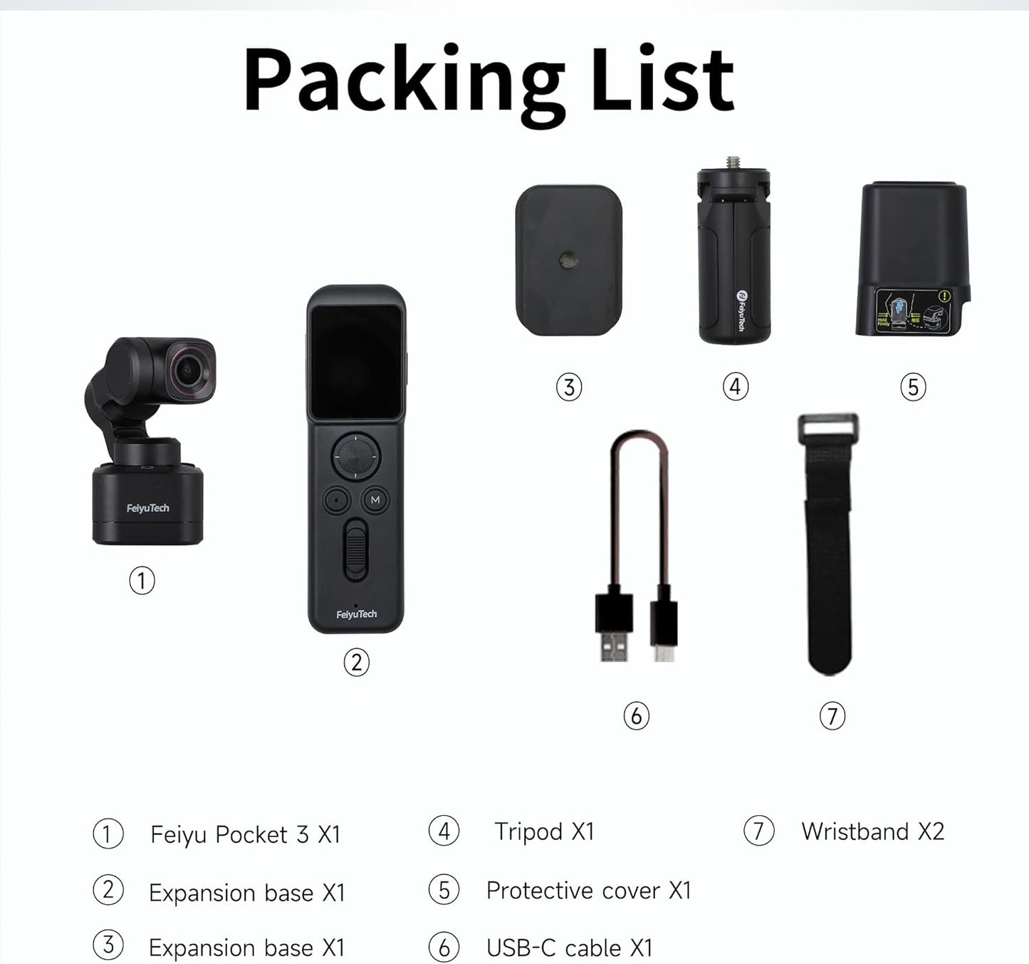 Feiyu Pocket 3 with Remote Control Grip [Official], 4K Action Camera with 3-Axis Anti-Shake Stabilization, 12MP Ultra HD, 130° Wide View, Built-in MIC, for Vlogging, Diving