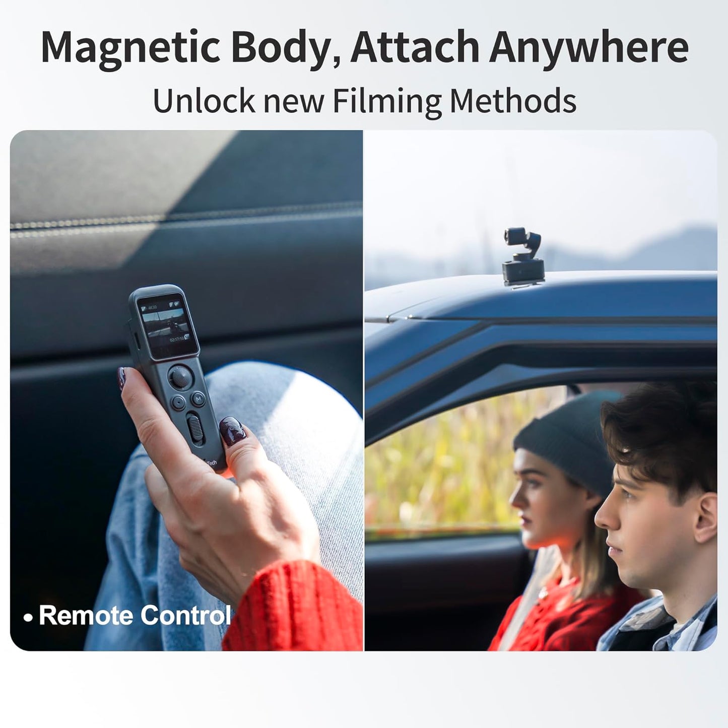 Feiyu Pocket 3 with Remote Control Grip [Official], 4K Action Camera with 3-Axis Anti-Shake Stabilization, 12MP Ultra HD, 130° Wide View, Built-in MIC, for Vlogging, Diving