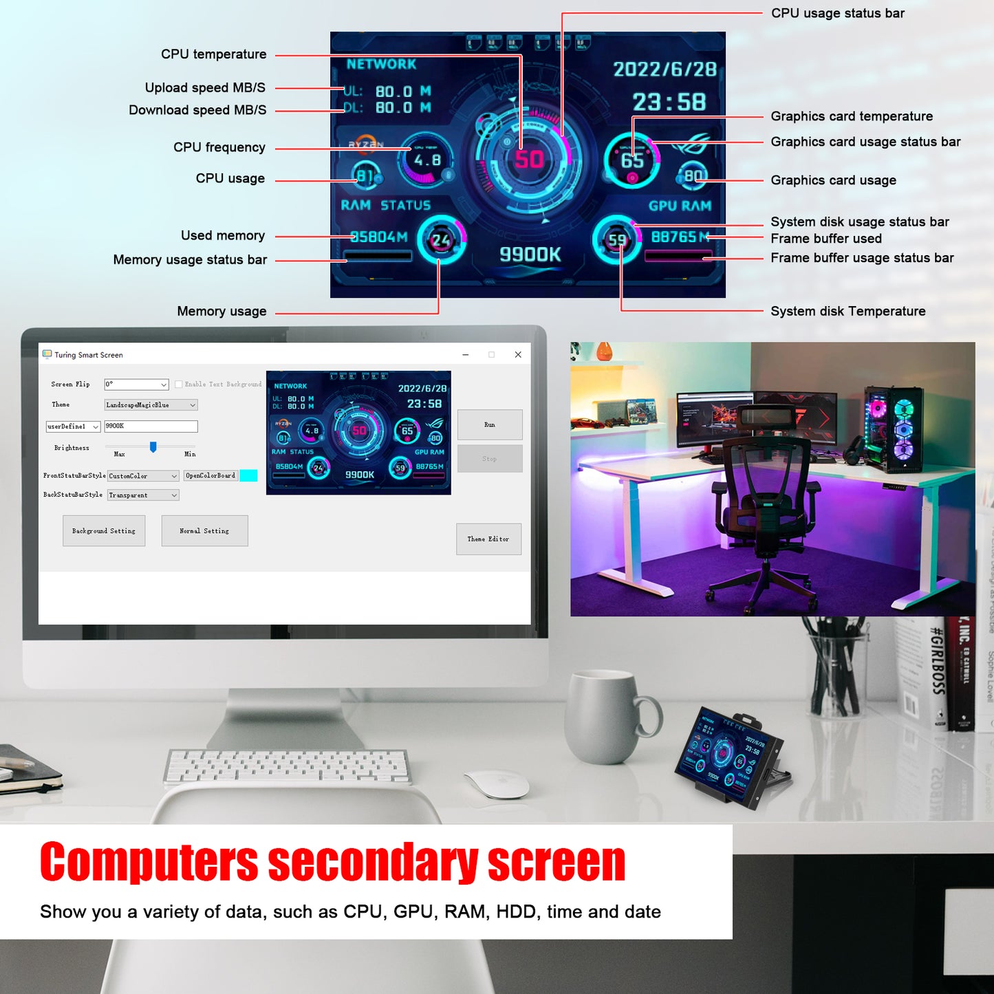 3.5-inch Computer Small Secondary Screen IPS