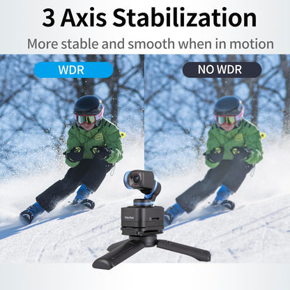 Feiyu Pocket 3 with Remote Control Grip [Official], 4K Action Camera with 3-Axis Anti-Shake Stabilization, 12MP Ultra HD, 130° Wide View, Built-in MIC, for Vlogging, Diving