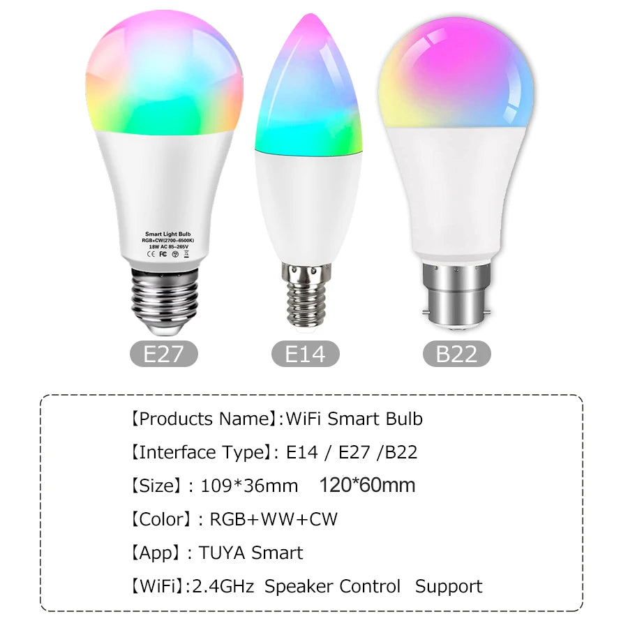 Tuya Smart WiFi Bulb Alexa Lamp Alice Voice Control