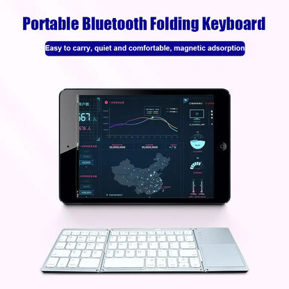 Wireless Folding Keyboard  Mcbazel Foldable Bluetooth 5.0 Keyboard with Touchpad Wireless Keyboard, Rechargeable Foldable Portabe Keyboard for Laptop Tablet/Ipad/Mobile Phone/PC