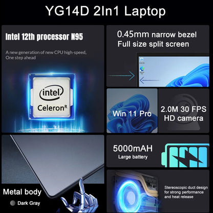 Spectre x360 2-in-1 Laptop 14 Screen Laptop 14+14 Inch 2K Touch Screen Notebook Intel N95 CPU 360 Degree Flip Metal Case 2 in 1 Laptop Computer