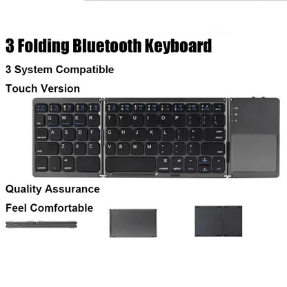 Wireless Folding Keyboard  Mcbazel Foldable Bluetooth 5.0 Keyboard with Touchpad Wireless Keyboard, Rechargeable Foldable Portabe Keyboard for Laptop Tablet/Ipad/Mobile Phone/PC