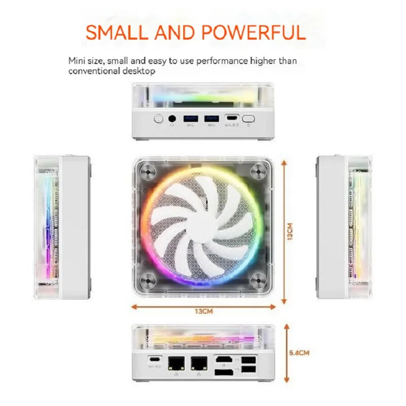 KingnovyPC 4K RGB Color Mini PC AMD Mini Pc Colorful Gamer 16GB 512GB Desktop Gaming Computer BT5.2 WIFI6