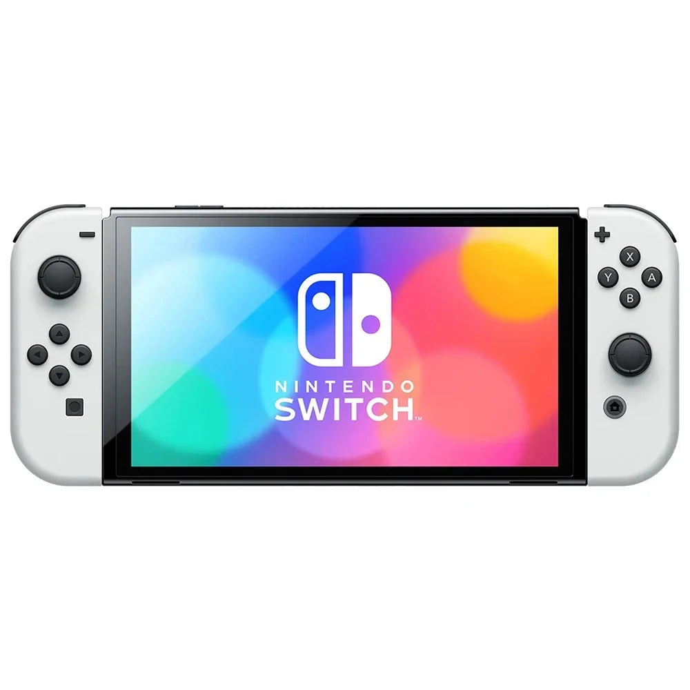 Nintendo Switch OLED Video Game Console with Joy Con 7 Inch OLED Screen TV Tabletop Handheld Mode 64GB White and Blue Red Set