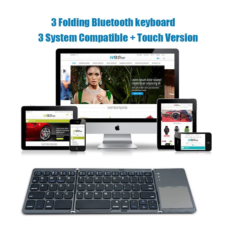 Wireless Folding Keyboard  Mcbazel Foldable Bluetooth 5.0 Keyboard with Touchpad Wireless Keyboard, Rechargeable Foldable Portabe Keyboard for Laptop Tablet/Ipad/Mobile Phone/PC