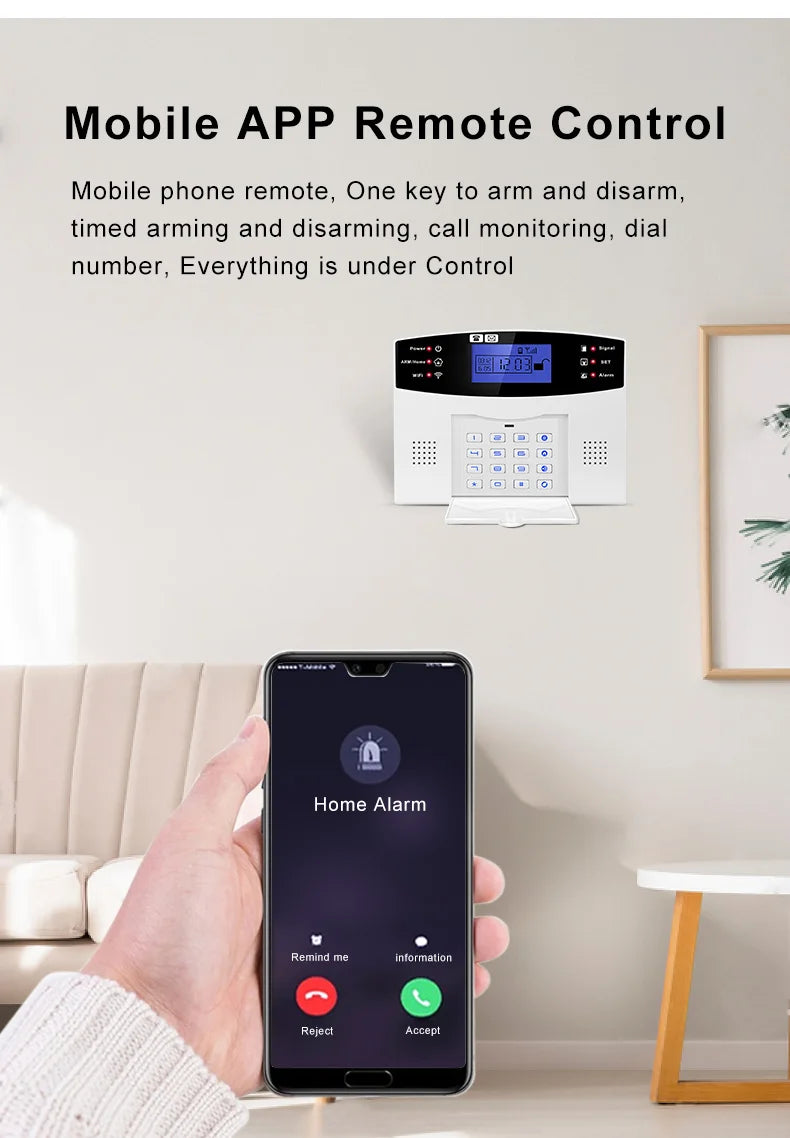 WIFI GSM Home Security Alarm System With Wireless Wired Motion Sensor Detector Burglar Alarm For Tuya APP Garden Home Alarm
