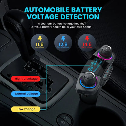 Bluetooth FM Transmitter BT5.0 Handsfree Car Kit TF Card USB Flash Drive