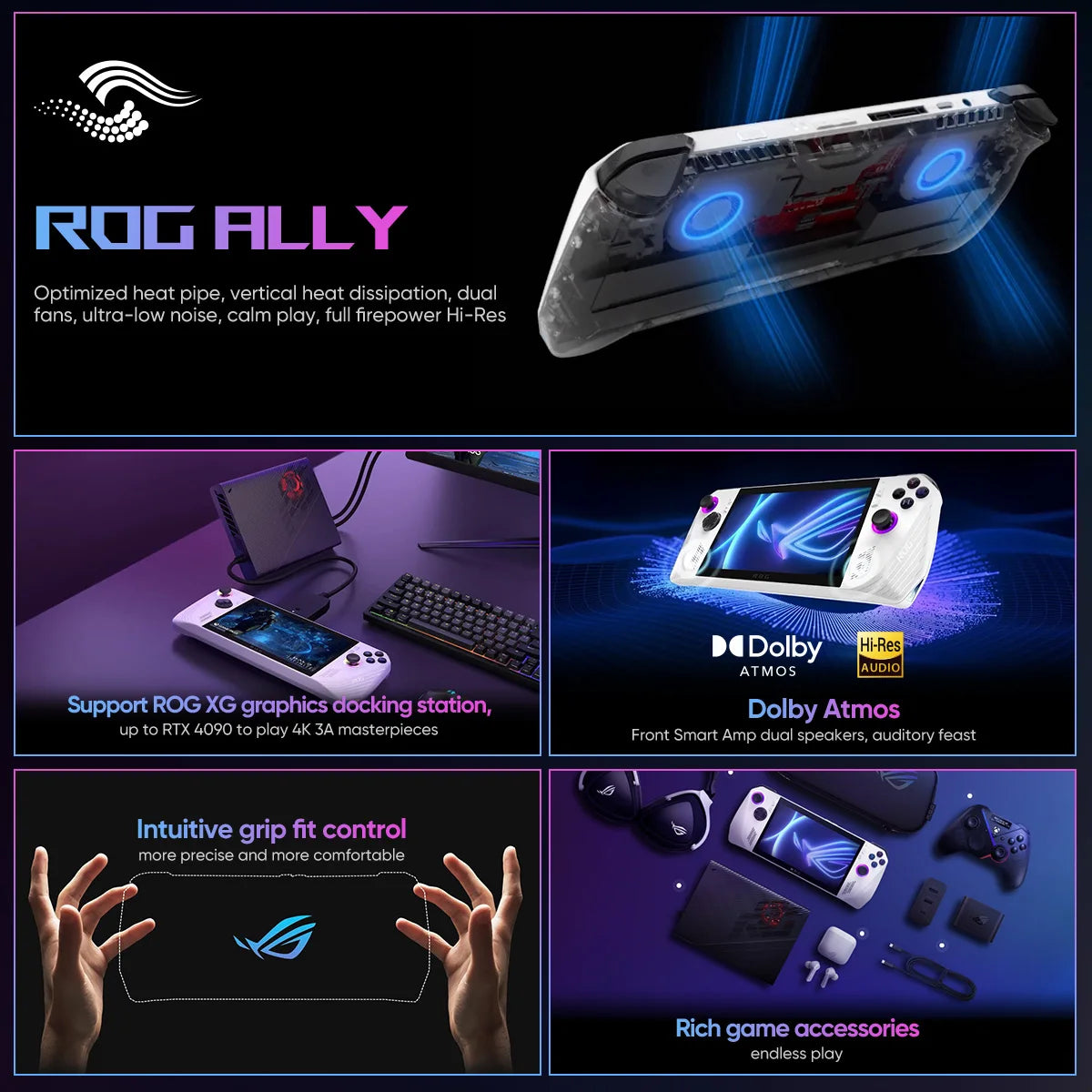 ASUS ROG Ally RC71L Gaming Console 7" AMD Ryzen ™ Z1 Processor 120Hz FHD IPS Gaming Handheld 16GB 512GB Windows 11 Home