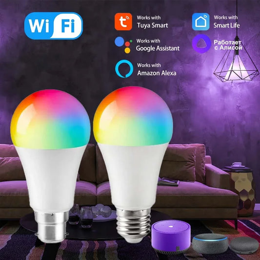 Smart Led Light Bulbs E27 B22 Wifi Bluetooth Smart Life Alexa Google SmartThings 15W RGB