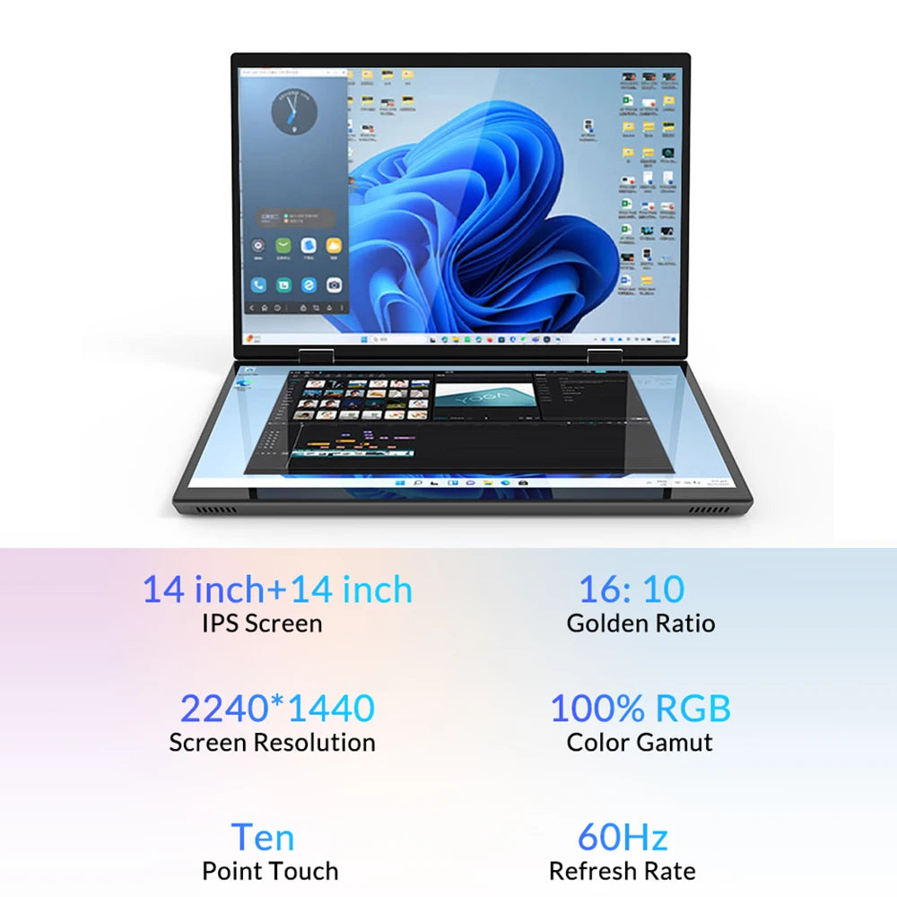 Spectre x360 2-in-1 Laptop 14 Screen Laptop 14+14 Inch 2K Touch Screen Notebook Intel N95 CPU 360 Degree Flip Metal Case 2 in 1 Laptop Computer