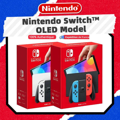 Nintendo Switch OLED Video Game Console with Joy Con 7 Inch OLED Screen TV Tabletop Handheld Mode 64GB White and Blue Red Set