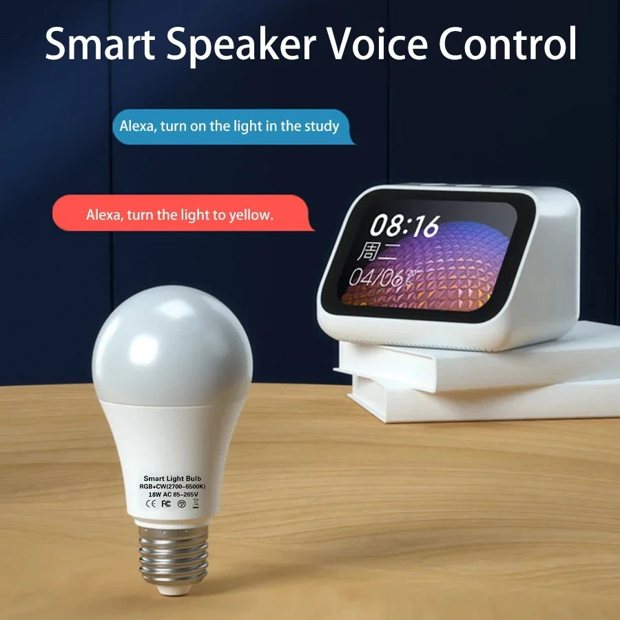 Smart Led Light Bulbs E27 B22 Wifi Bluetooth Smart Life Alexa Google SmartThings 15W RGB