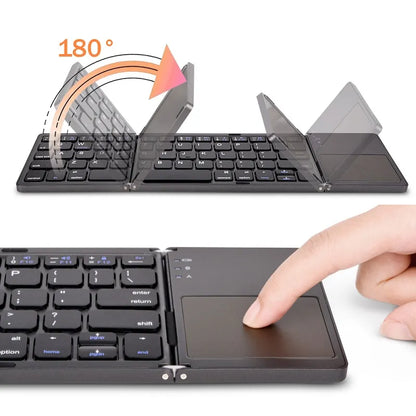 Wireless Folding Keyboard  Mcbazel Foldable Bluetooth 5.0 Keyboard with Touchpad Wireless Keyboard, Rechargeable Foldable Portabe Keyboard for Laptop Tablet/Ipad/Mobile Phone/PC